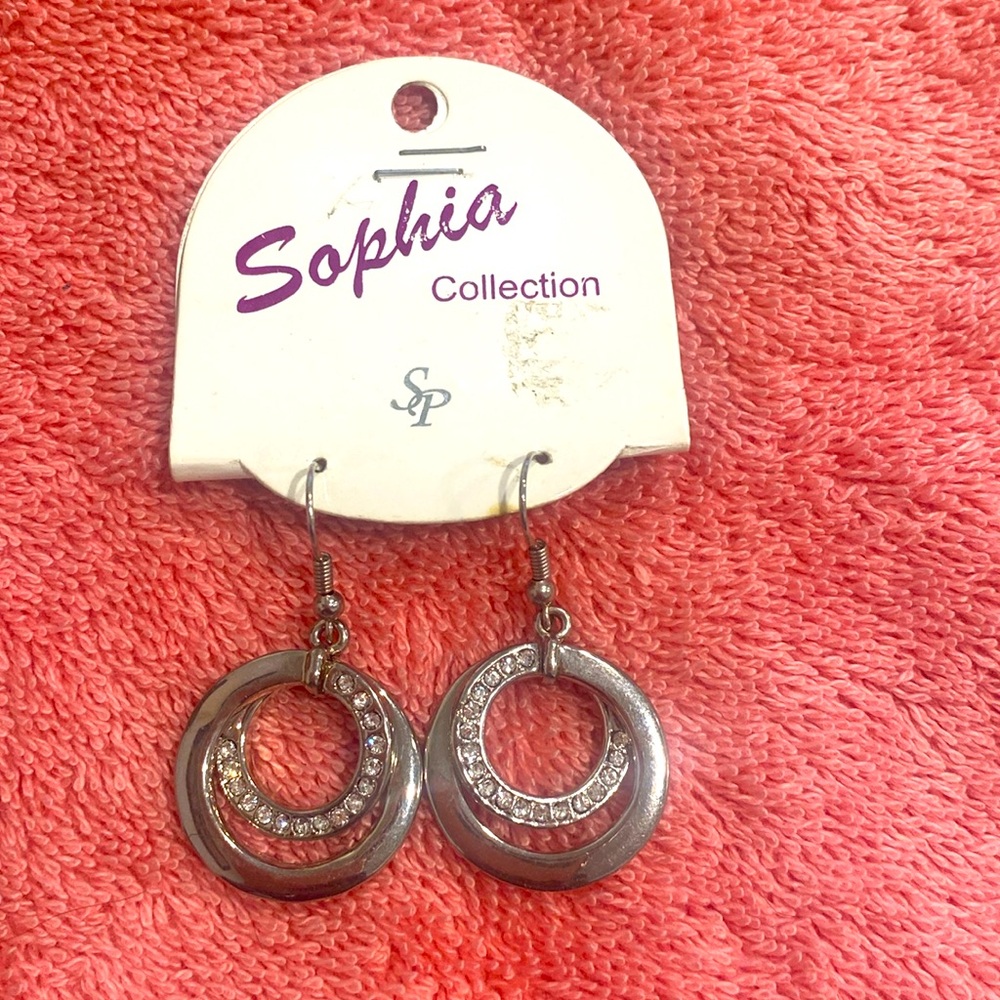 Cute silver earrings with diamond accents